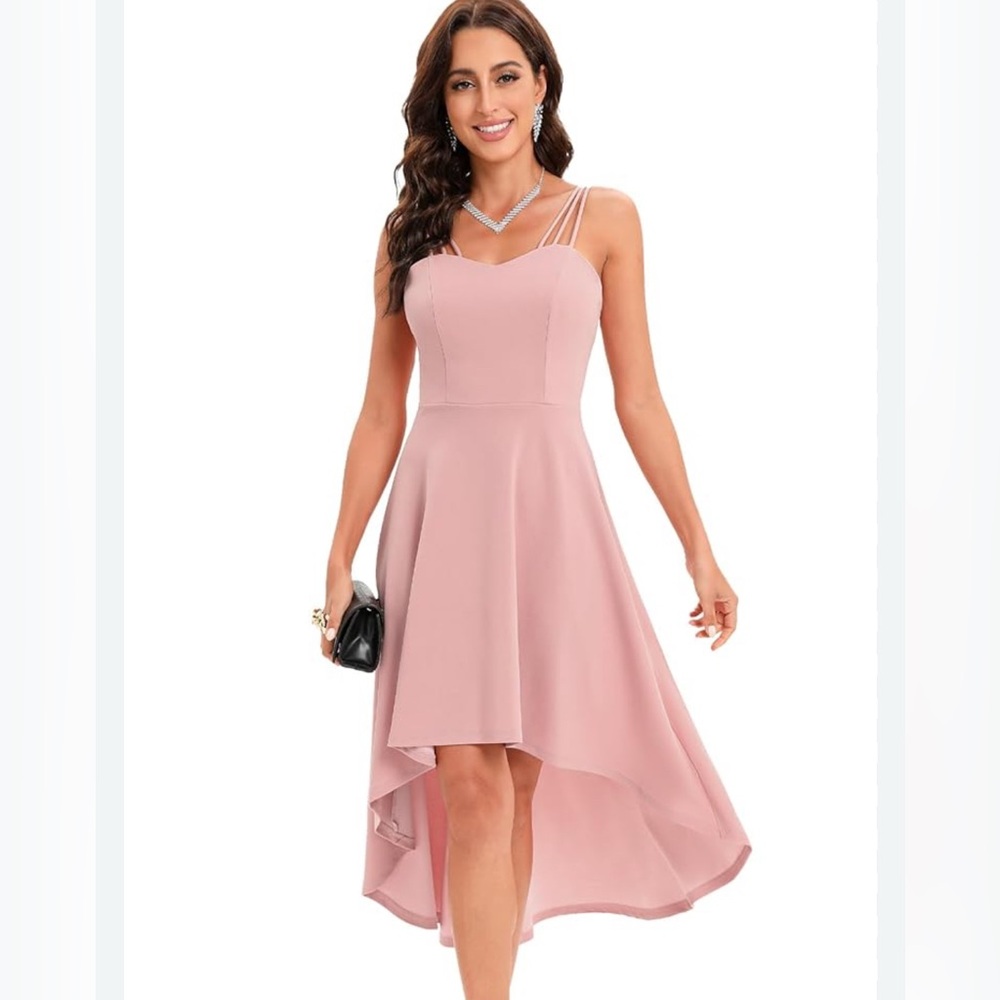 DRESSTELLS Cocktail Formal Hi-Low Long Strap Wedding Guest Dress